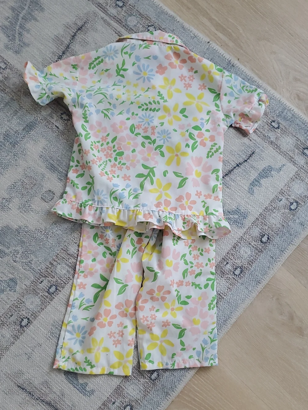 Toddler Girls Floral Ruffle Pajamas 2 Piece Set Sz2